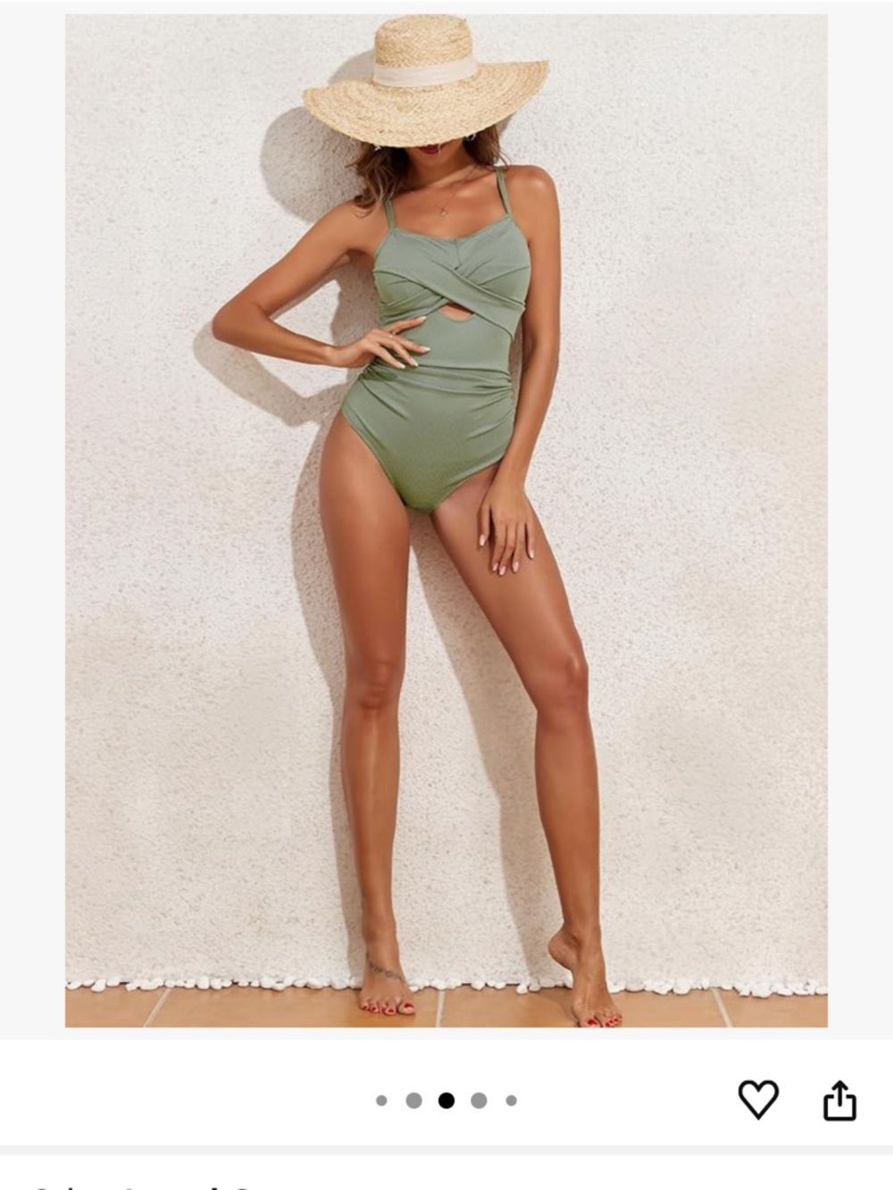 NWT Women’s Dokotoo Ribbed Twist-Front Olive One-Piece Swimsuit Size Large - Picture 10 of 10